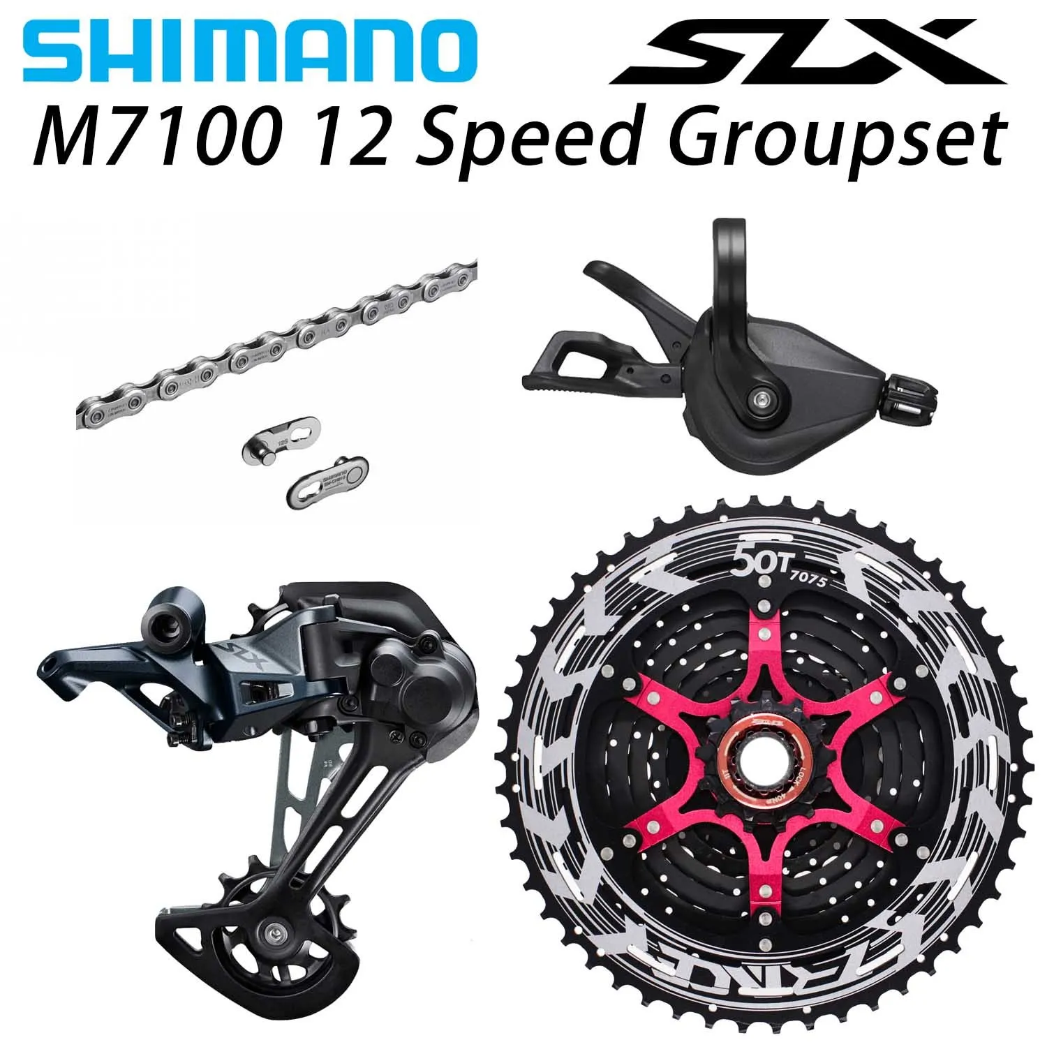 SHIMANO DEORE SLX M7100 комплект горного велосипеда MTB 1x12-Speed 52T SL+ RD+ zracing+ KMC X12 M7100 переключатель заднего хода - Цвет: M7100 Chain 11-50T