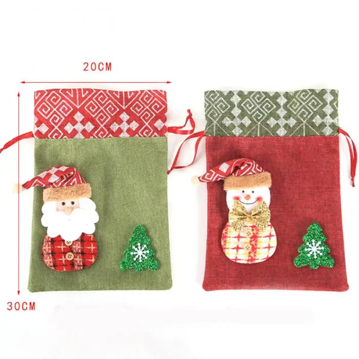 Quality Creative Christmas Decoration Gift Bag Child Burlap Bundle Apple Bag Candy Cookie Bag Christmas Gift Bag JY