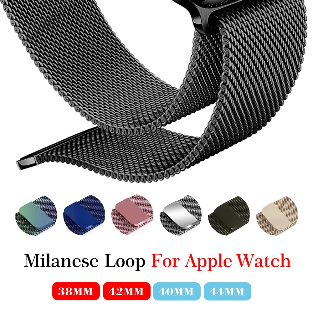 

Milanese Loop strap For Apple Watch band 44mm 40mm iwatch 42mm 38mm Stainless Steel Bracelet 5 4 3 2 1 watchband Accessories