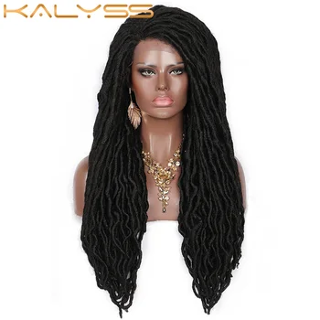 

Kalyss 30” Swiss Lace Front Side Parted Dread Faux Locs Braided Wigs with Baby Hair for Dark Skin Women Japan-made Lightweight S