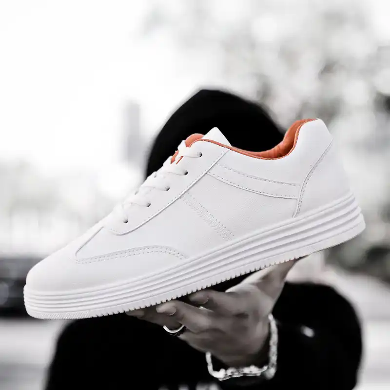mens white flat trainers