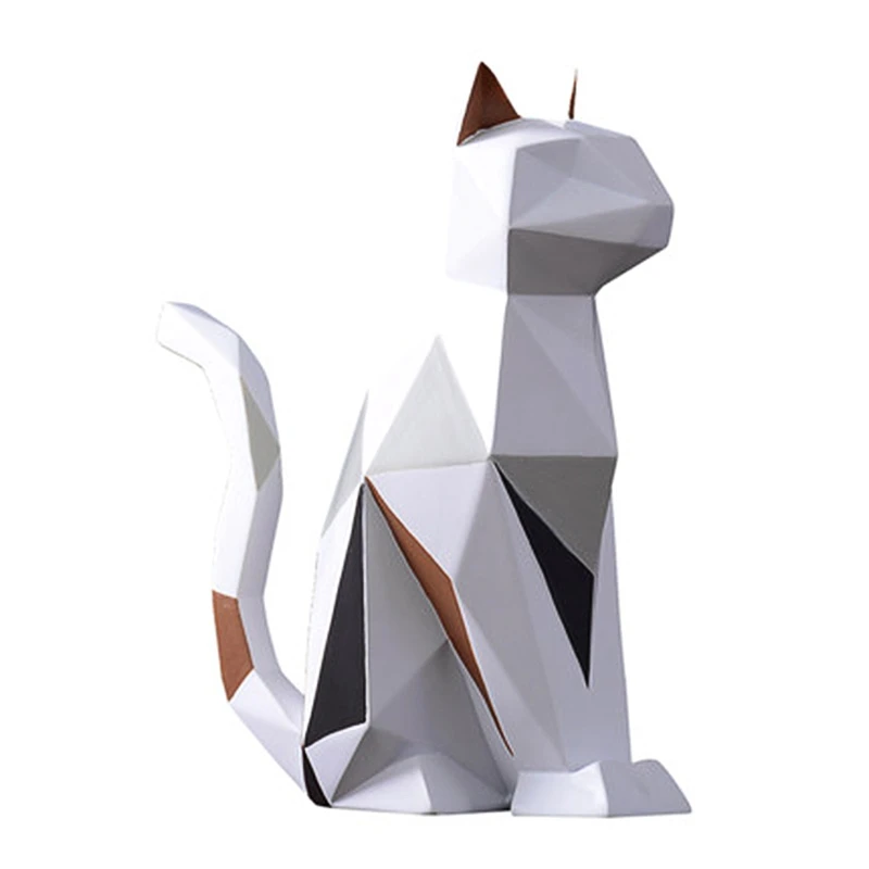 

Modern Resin Cat Statue Sculpture Decoration Geometry Crafts Gift TV Cabinet Office Statue Decoration Gift