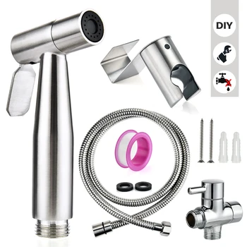 

Stainless Steel Toilet Bidet Sprayer With Adapter Handheld No Leaking Bidet Sprayer Set Self Cleaning