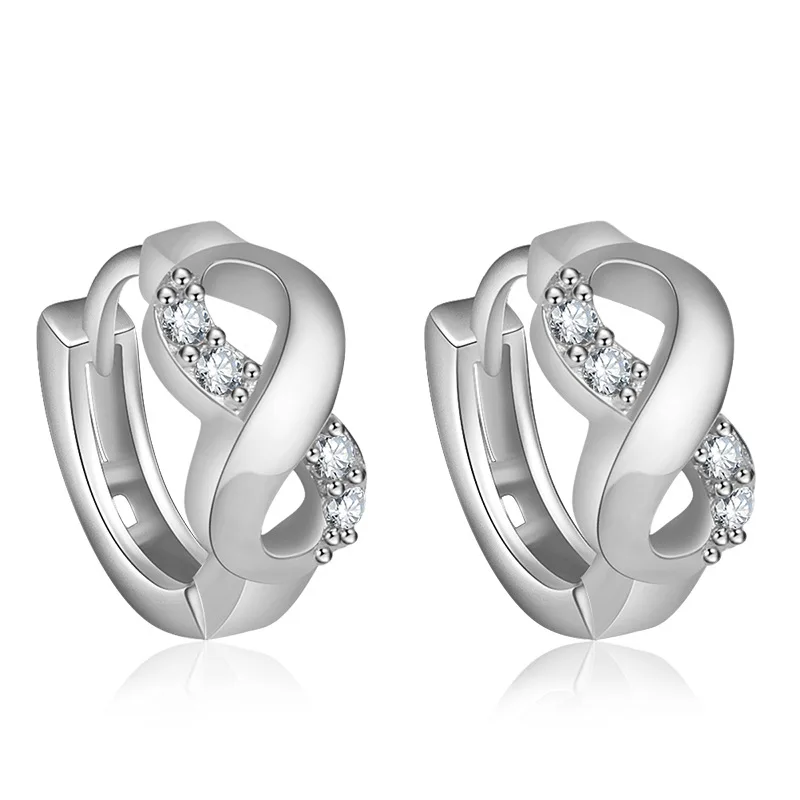 Горячая 925 стерлингового серебра Бесконечная любовь 8 серьги-гвоздики в форме серьги для женщин мозаичный циркон серьги ювелирные изделия pendientes oorbellen