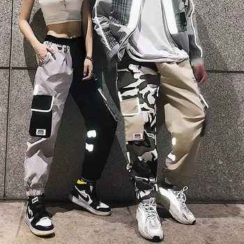 

Men‘s Womens Cargo Pants Streetwear Color Block Hip Hip Harajuku Harem Pockets Camouflage Baggy Joggers Hipster Trousers Autumn