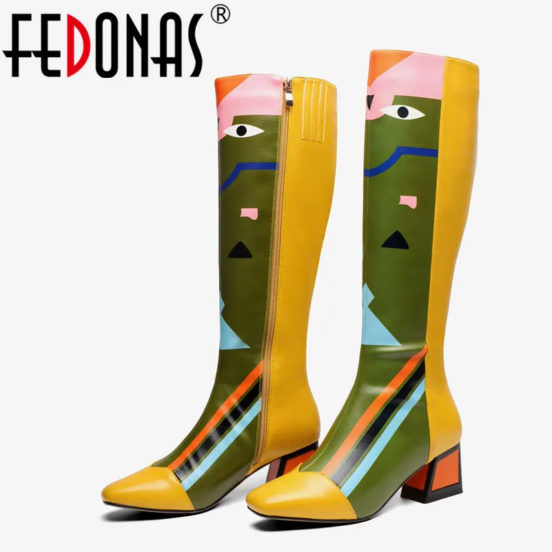FEDONAS/Новинка женские сапоги до колена пикантные вечерние туфли для танцев с