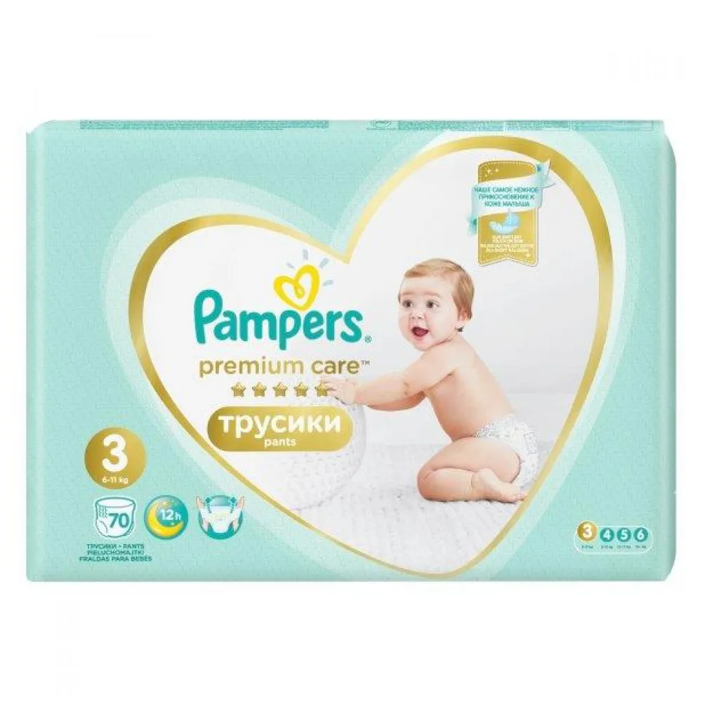 Трусики Premium Care Pampers,(6-11 кг), размер 3, 70 шт