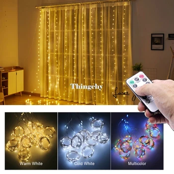 

3M LED Curtain Garland on the Window USB String Lights Fairy Festoon Remote Control New Year Christmas Decorations for Home Room