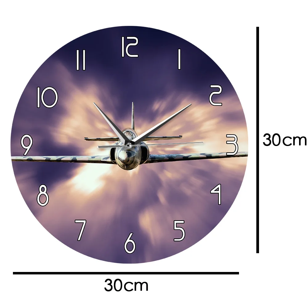 Современные настенные часы в стиле милитари, самолет, летающий над облаками, настенные художественные авиационные декоративные авиационные бесшумные настенные часы