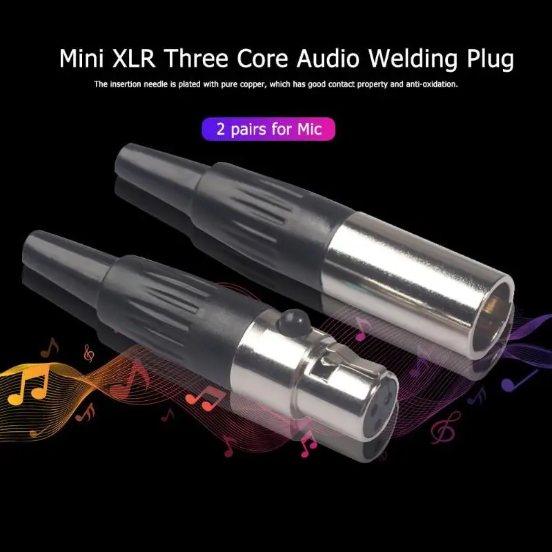 2 пары 3 контактный+ женский мини штекеры xlr аудио разъемы для микрофона для пайки микрофона