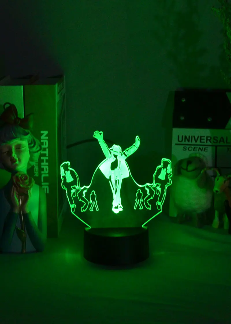 Color Changing 3D Led Night Light Michael Jackson Live Dancing Stage Lighting Atmosphere Lamp Home Bedroom Decoration Fans Gift