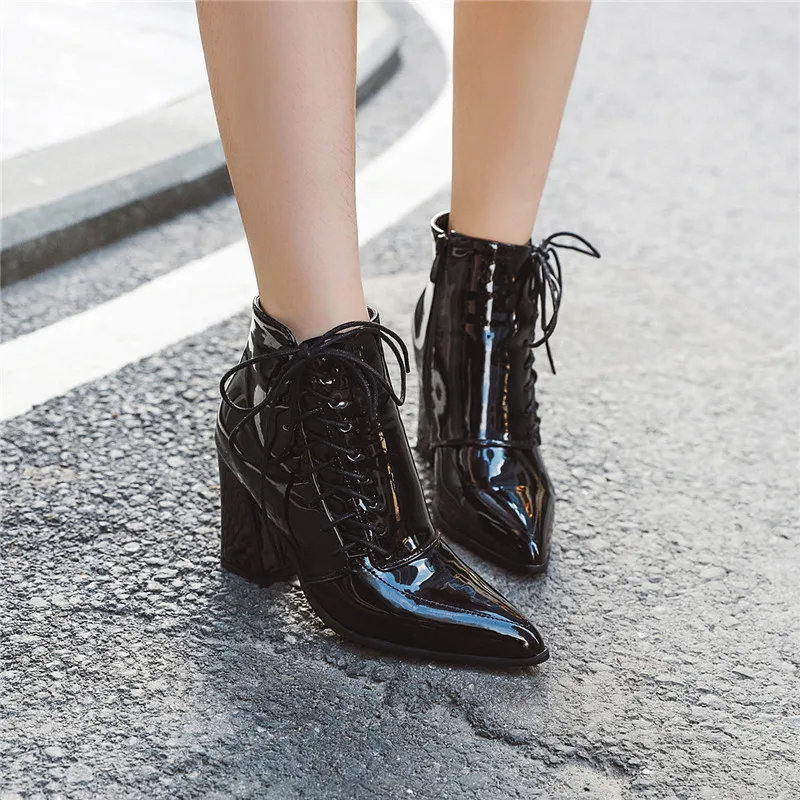 ESRFIYFE 2020 New Large Size Women Boots Fashion Pointed Toe High Heels Women's Shoes Sexy Autumn Winter Ankle Boots Female