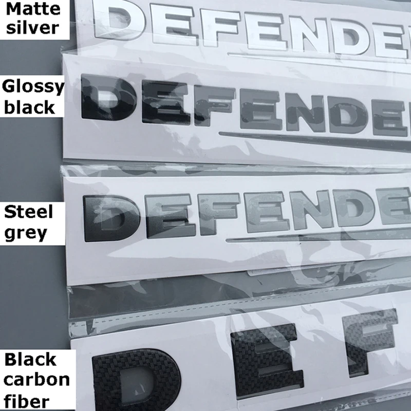 DIY Letters Emblem for DEFENDER Offroad Glossy Black Carbon Fiber Badge Car Styling Refitting Front Hood and Lower Trunk Sticker |