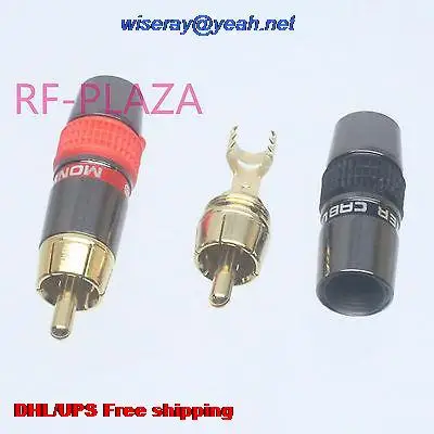 

DHL/EMS 100 pairs RCA 2-pole male plug Audio Video Metal Connector speaker crimped cable -A3