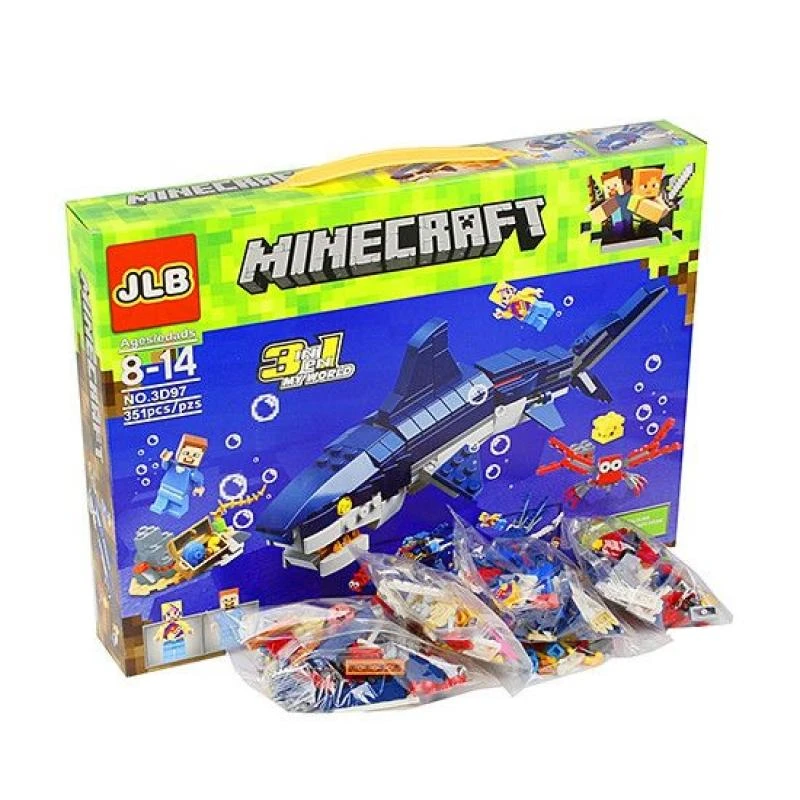 巨大なサメmincraft Minecraftの人形コンストラクタheroトラックロボットスターウォーズテクニック戦争デュプロレゴ船ボート車の子子供のおもちゃおもちゃ男の子女の子プレゼントギフト私ワールドフレンズ Sity火災ハウス城部品 ブロック Aliexpress