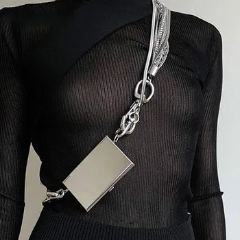 

Personalized Multi-functional Metal Multi-layer Decorative Card Bag Mini Small Bag Simple Diamond Chain Women Crossbody Bag D748