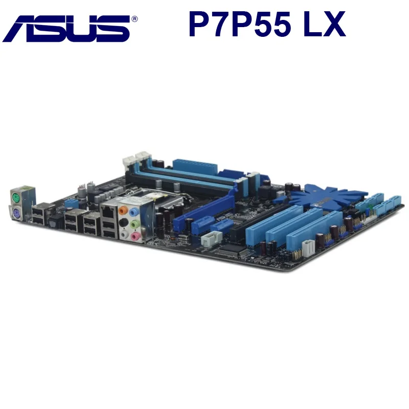 Разъем LGA 1156 ASUS P7P55 LX рабочего Материнская плата P55 LGA1156 i3 i5 i7 DDR3 16G материнская плата ATX USB2.0