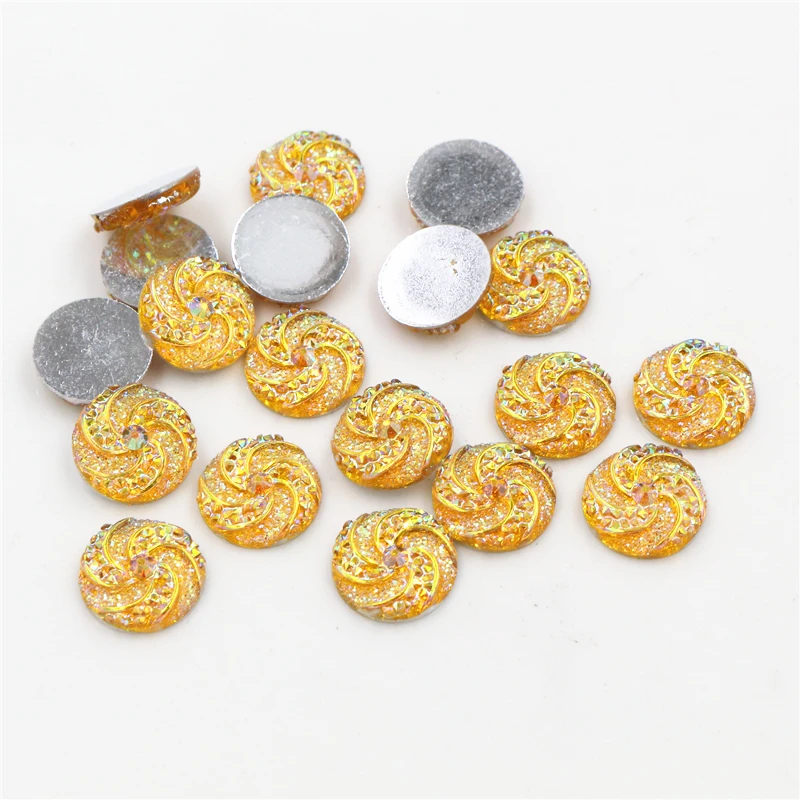 

New Fashion 40pcs 12mm Gold AB Colors Windmill Style Flat back Resin Cabochon For Bracelet Earrings accessories-G1-04