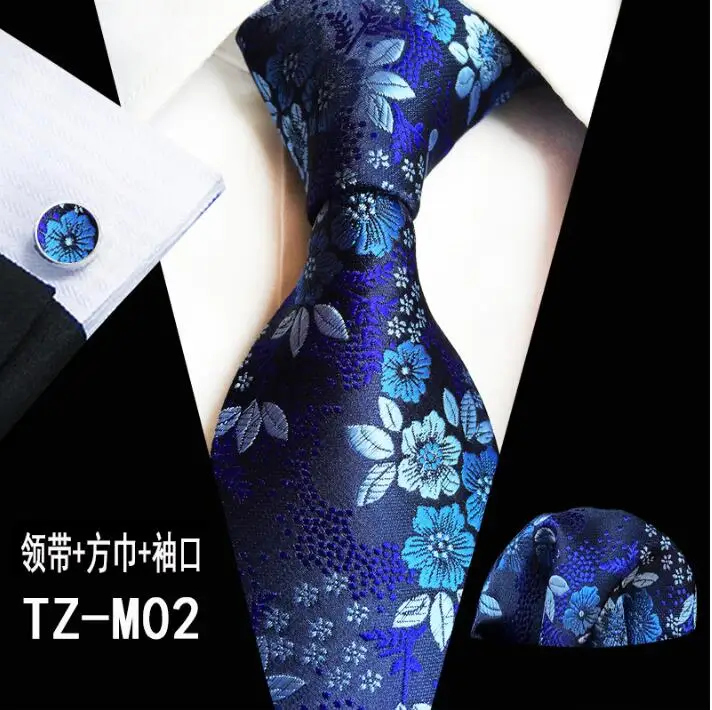 Сливовый цветок Пейсли мужской галстук набор карманные полотенца манжеты из трех частей Размер 145 см* 8 см шёлковый жаккардовый тканый шейный галстук костюм Свадебная вечеринка - Цвет: 02