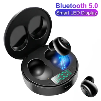 

J1 TWS Wireless Earphone Bluetooth 5.0 Earphone Power LED Display Sport Stereo Noise Reduction Cordless Headset for iOS&Android