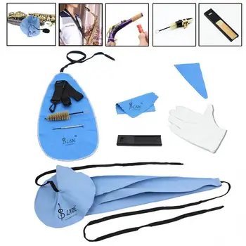 

9pcs/set Saxophone Cleaning Tools Care Suit Artificial Faux Suede Inside Tube Cloth Reed Case Mouthpiece Brush Screwdriver Kit