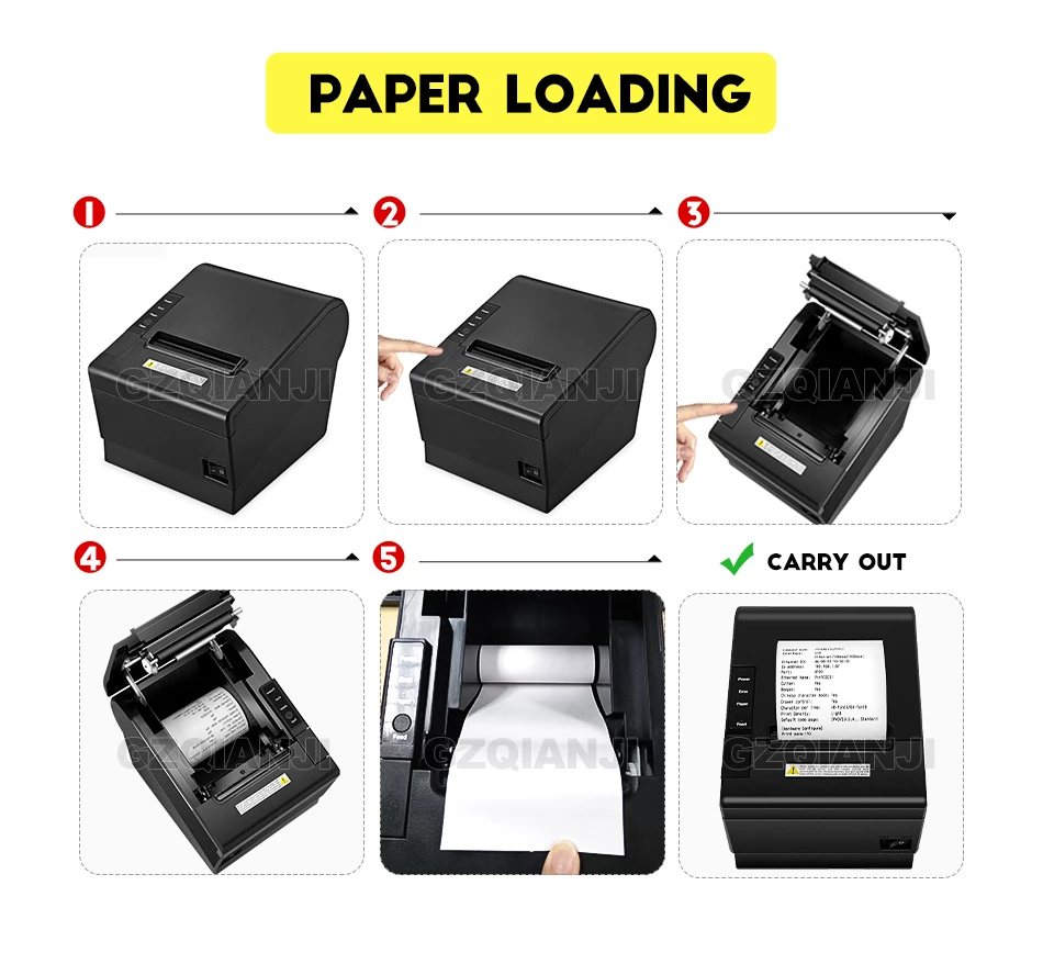 Pos принтер банкнот 80 мм тепловой чековый маленький билетный штрих-код printerT автоматическая резка Ресторан кухонный принтер USB Lan последовательный порт