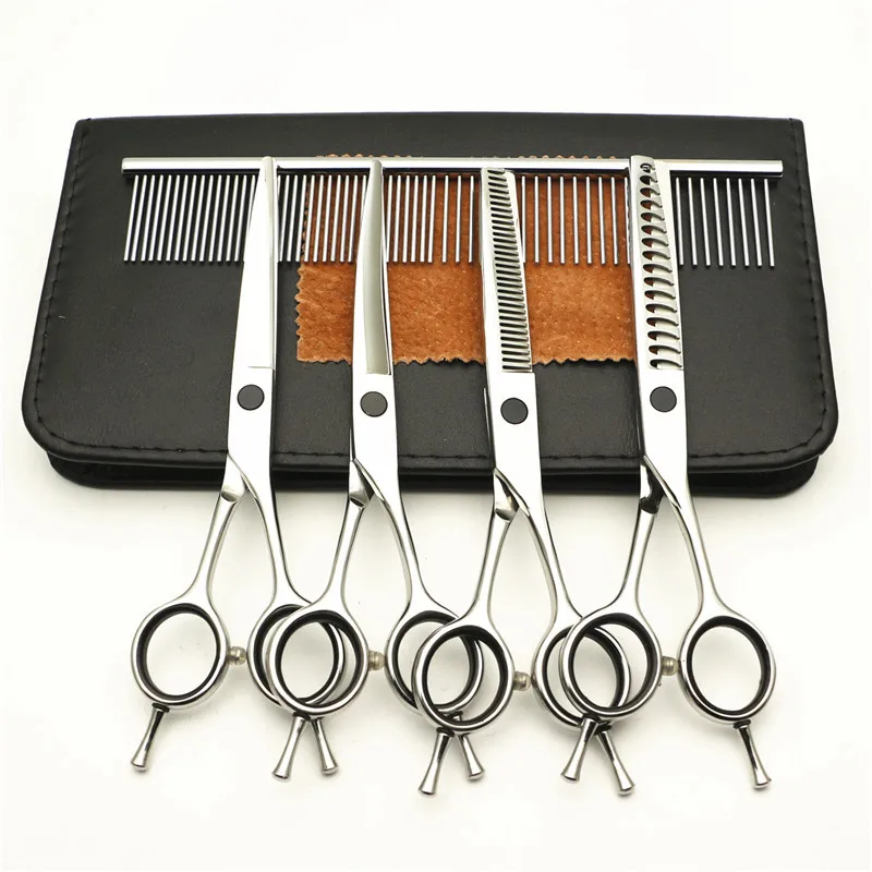 

5pcs 6inch Professional Pet Grooming Scissors Set Dog Grooming Straight Thinning Curved Shears Scissors For Dog Grooming Tools