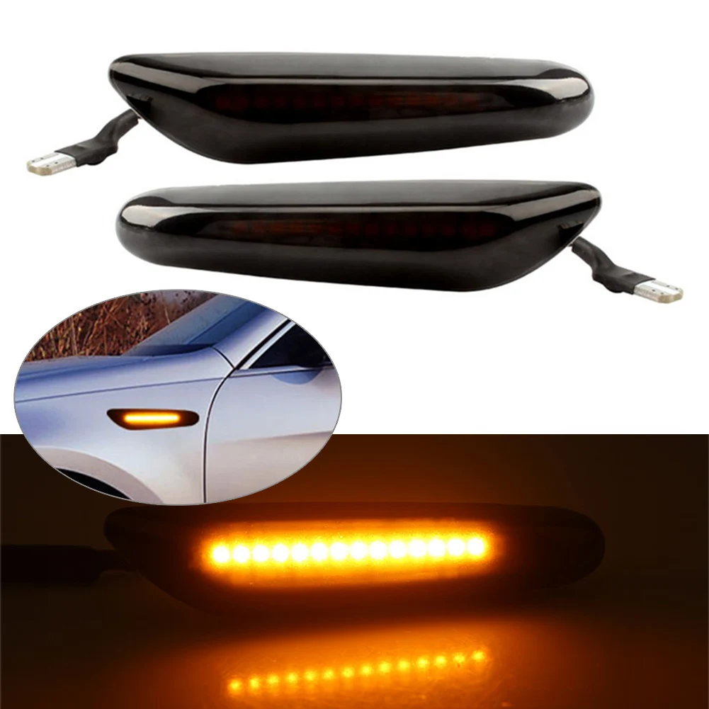 2pcs Car Dynamic Sequential Led Side Marker Turn Signal Lamp W/ Amber
