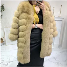 Зимнее женское модное пальто из лисьего меха