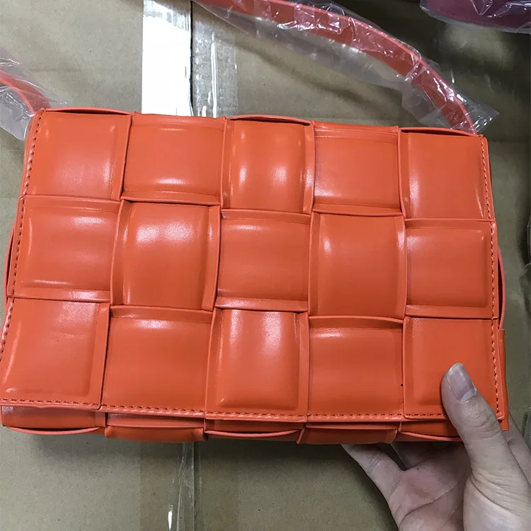 Orange Высококачественная сумка-мессенджер из искусственной кожи, роскошные сумки, женские сумки, дизайнерские тканые клетчатые сумки через плечо, женские кошельки и сумочки - Цвет: Orange