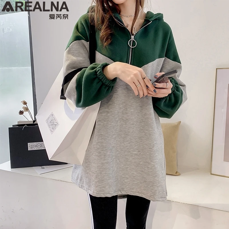 Sudadera mujer, женские теплые толстовки из хлопка и флиса в стиле Харадзюку, лоскутные пуловеры на молнии, толстовка с капюшоном размера d размера плюс, топы