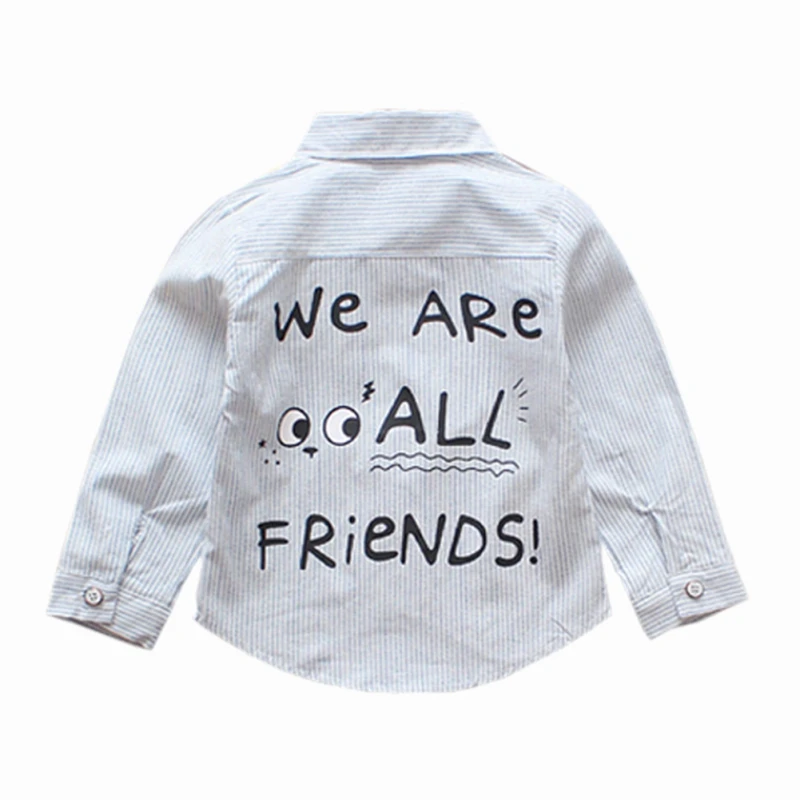 Хлопковые рубашки в полоску с длинными рукавами и пуговицами для маленьких мальчиков