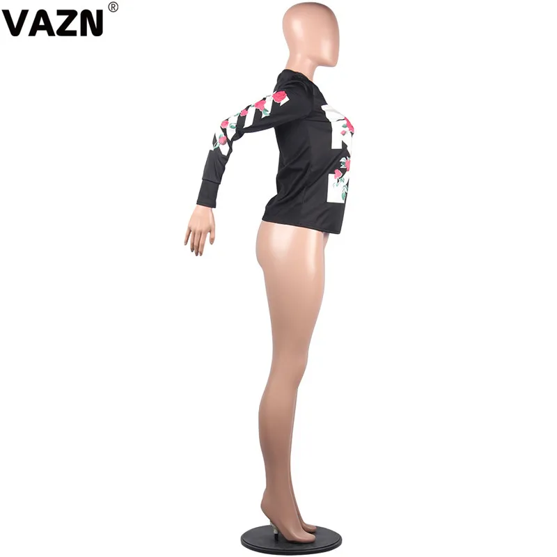 VAZN GMD1226 летний элегантный продукт для похудения черная футболка с принтом Футболка с длинным рукавом Ночной клуб футболка