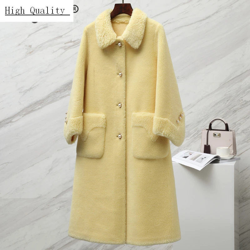 

Fashion Winter Jacket Women Real Fur Coat Female 2020 Korean Vintage Long Wool Jackets Ladies Cashmere Outerwear 19C5111