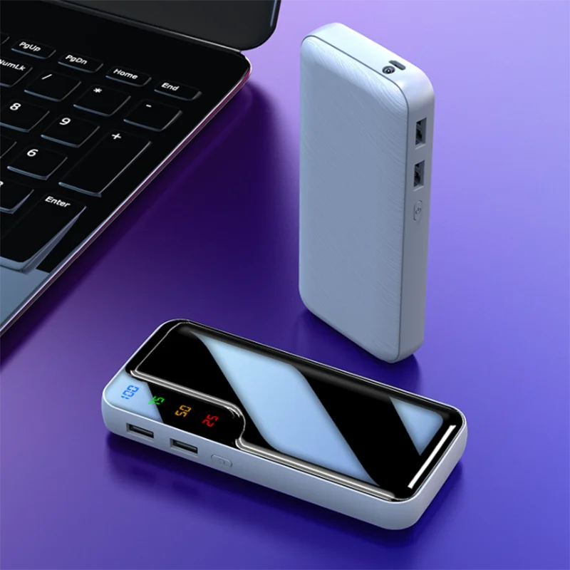 20000 мАч Внешний аккумулятор, двойной USB внешний аккумулятор, светодиодный дисплей, быстрое портативное зарядное устройство для телефонов Xiaomi