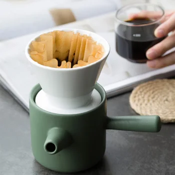 

Heat-Resistant Reusable Coffee Drip Filter Cup V60 Style Coffee Drip Filter Cup With Separate Stand Ceramic Coffee Dripper