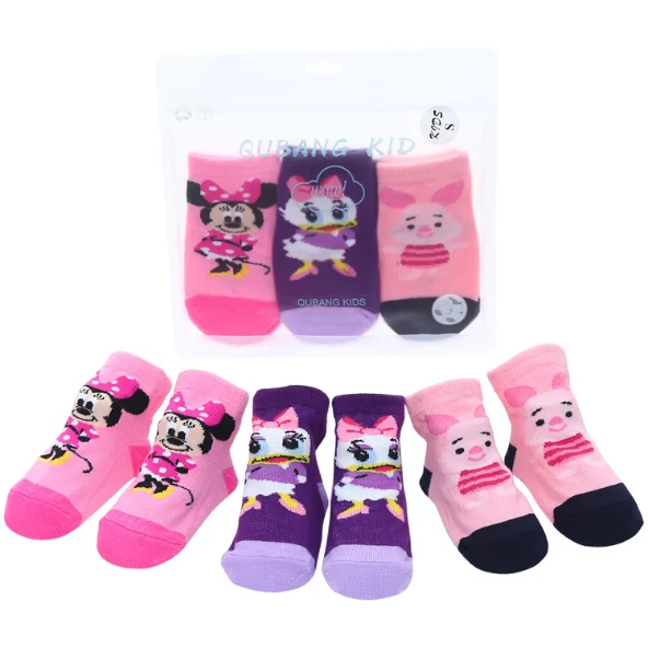 Pink Новые хлопковые нескользящие тонкие носки с короткими рукавами для малышей спортивные милые полосатые детские носки-тапочки с героями мультфильмов - Цвет: Pink