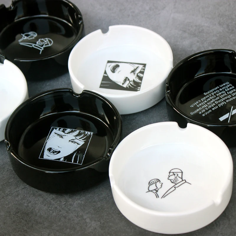 Ceramic Ashtray Home Office Fashion Round Portable Cigarette Ash Tray Holder for Boyfriend Girlfriend portable ashtray cigarettes ashtray silicone ashtray stainless steel ashtray metal ashtray air purifier ashtray wood ashtray ceramic ashtray