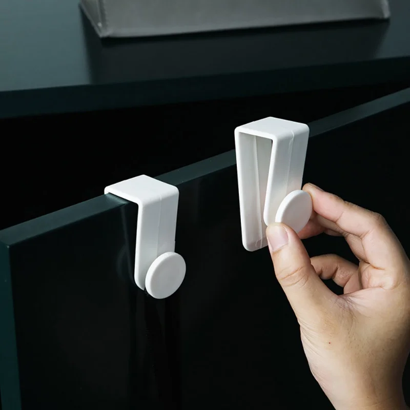 

2PCS Multifunctional Door Hooks Durable Invisible Cabinet Wardrobe Hooks Bathroom Towels Hooks Plastic Hooks
