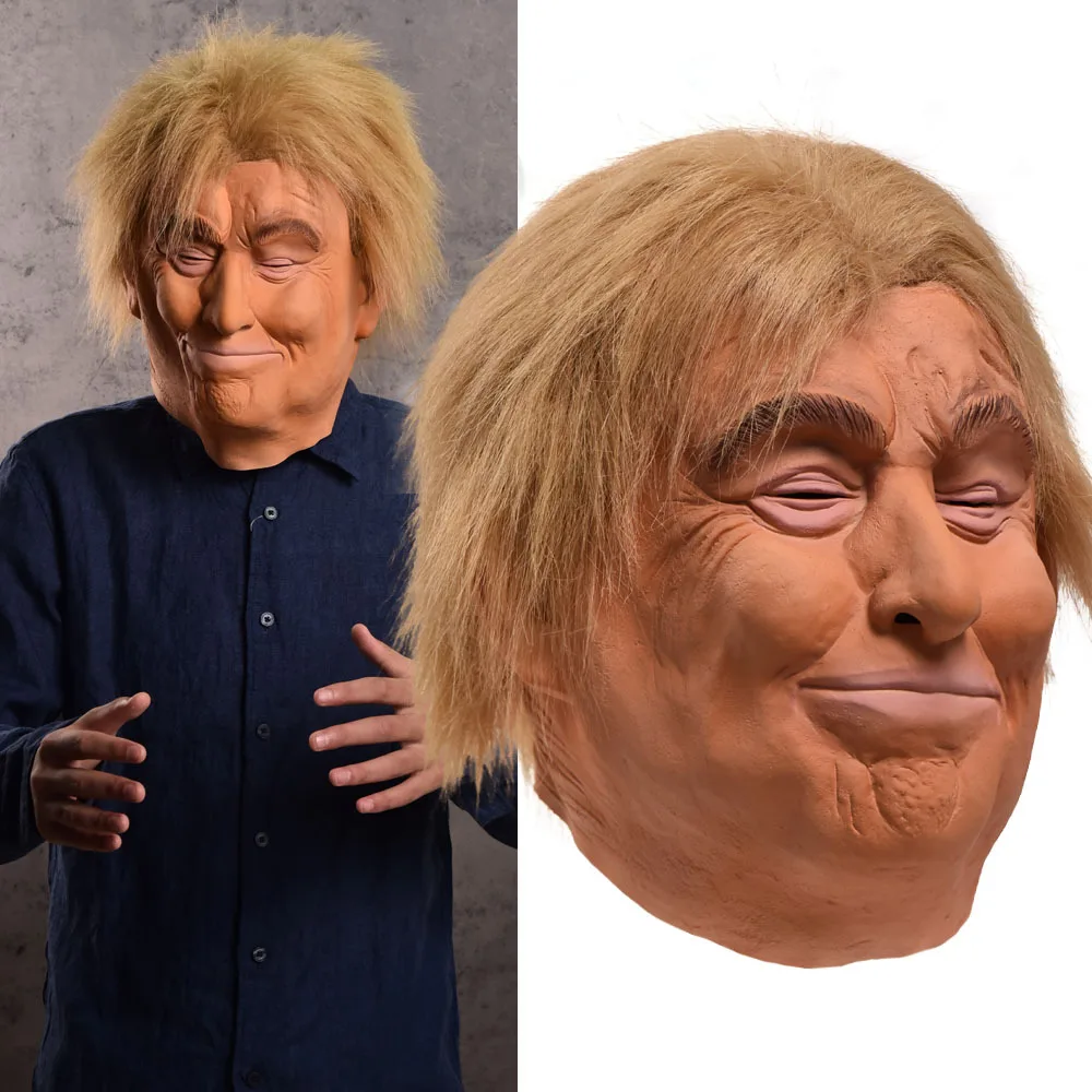 

Donald Trump Cosplay Mask Latex with Hair Halloween Dress Trump Costume Realistic Headgear