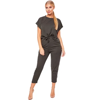 

JODIMITTY 2020 Summer Women 2Pcs Short Sleeve Tops Solid Color Short Sleeve T-Shirt Female Casual Tracksuit Lounge Wear Jumpsuit