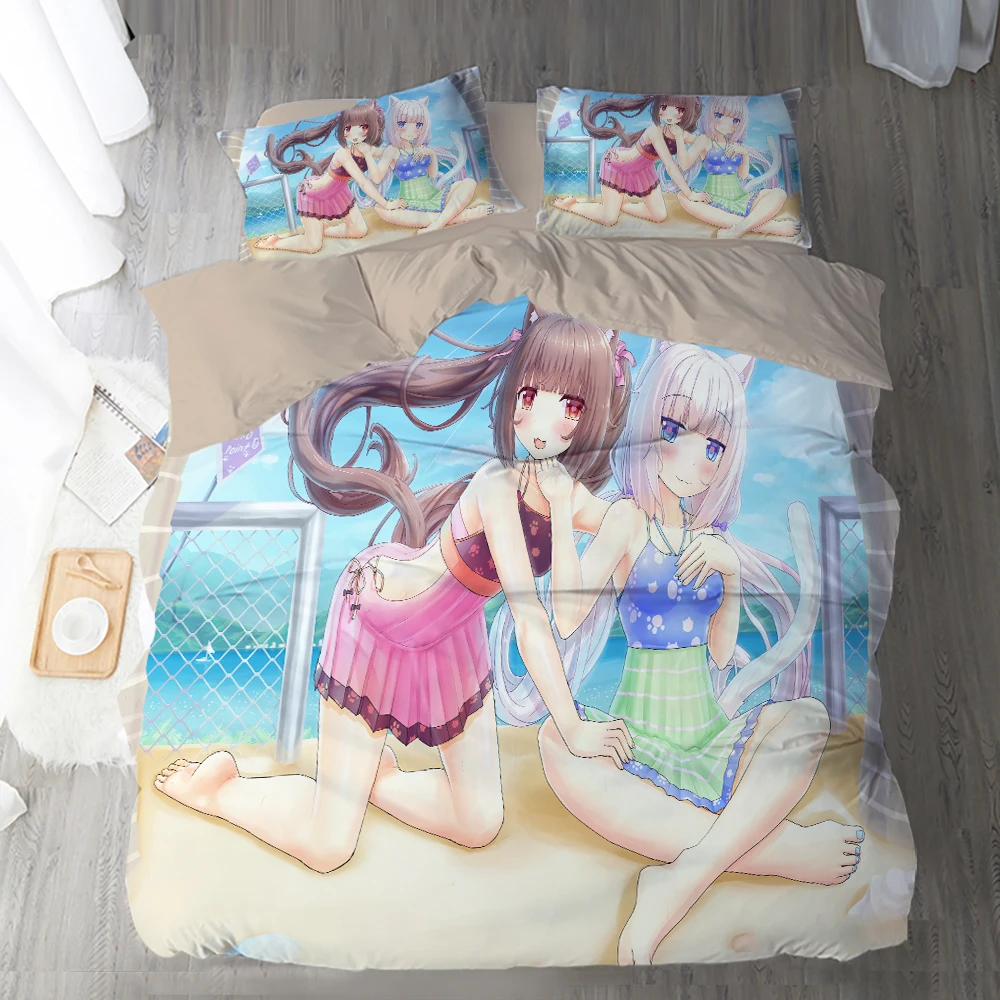 Modern Game Nekopara 3D Digital Printed Bedding Set Duvet Cover Pillowcase Bedroom Decoration Multisize Home Textile