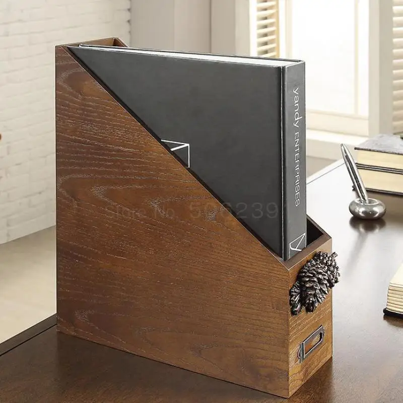 

Creative American European Rural Wooden Box Desktop Boxes, Ratten Wood Document Holder