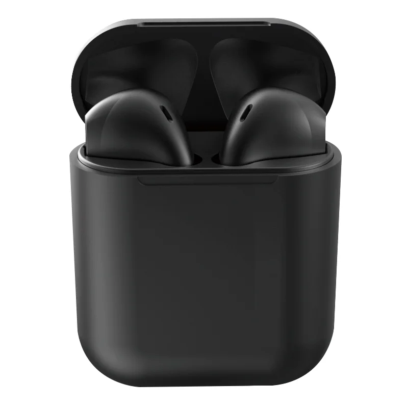 Inpods 12 TWS 5,0, беспроводные наушники, bluetooth-гарнитуры, стерео наушники, Macaroon Siri, авто парные, всплывающие, HD микрофон для iPhone, android - Цвет: Matte Black