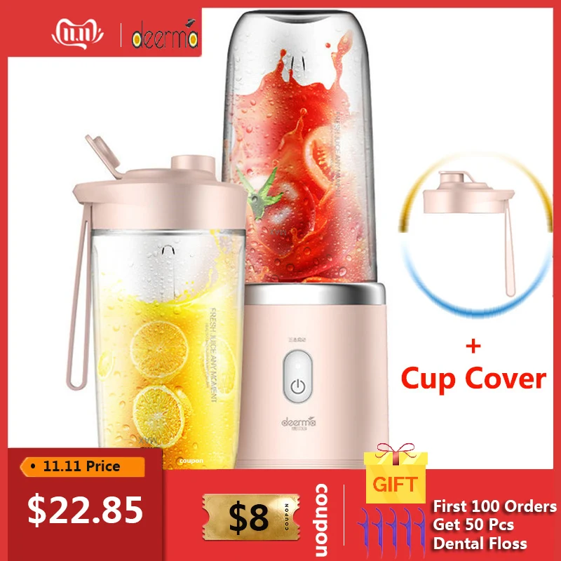 Billig Original Deerma Tragbare Elektrische Entsafter 400ML Drahtlose Automatische Mehrzweck Mini USB Rechargable Saft Tasse Mixer Cut Mixer