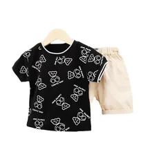 T shirt et short en coton pour garçons et filles, vêtements tendance, survêtement pour bébés, nouvelle collection été pièces/ensembles 