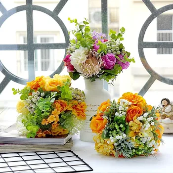 

Rose Bouquet Holding Artificial Flowers Fake Flowers At Home Counter Display Berry Bridal Bouquet Wedding Photography Decoration