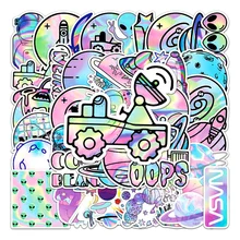

10/30/50PCS Laser Outer Space Graffiti Sticker Universe Planet Sticker DIY Skateboard Luggage Sticker Waterproof Wholesale