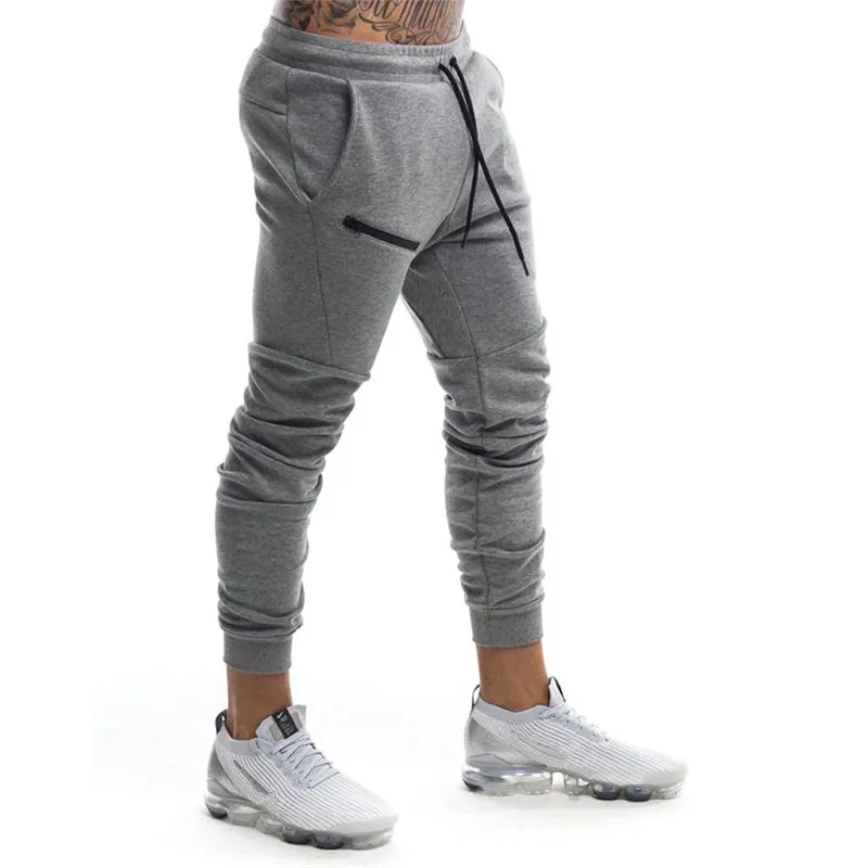 Light grey YEMEKE брендовые осенне-зимние мужские спортивные штаны для фитнеса, модные хлопковые брюки-карандаш, брюки для бодибилдинга, высококачественные штаны для бега - Цвет: Light grey