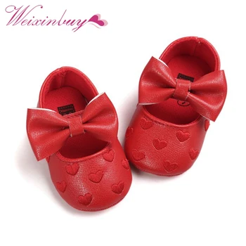 

WEIXINBUY PU Leather Baby Boy Girl Moccasins Moccs Shoes First Walkers Bow Fringe Soft Soled Non-slip Footwear Crib Shoes 0-18 M